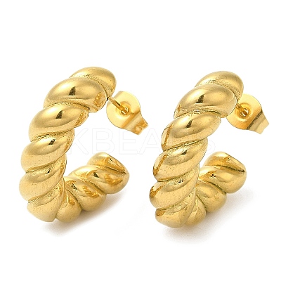 Ion Plating(IP) 304 Stainless Steel Rope Chains Stud Earrings EJEW-B026-10G-1