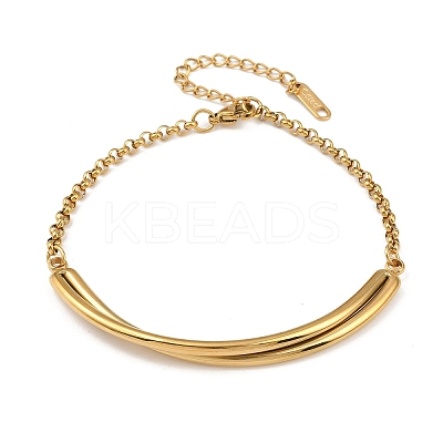304 Stainless Steel Rolo Link Bracelets for Women BJEW-C129-03G-1