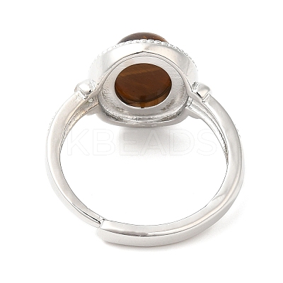 Natural Gemstone Oval Adjustable Ring RJEW-A020-01P-1