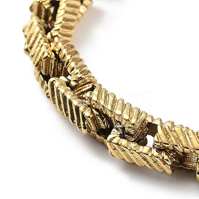 Ion Plating(IP) 304 Stainless Steel Striped Rectangle Link Chains Bracelets for Men & Women BJEW-D031-28G-1