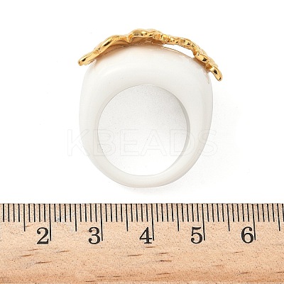 304 Stainless Steel with Resin Finger Rings for Women RJEW-G359-03G-1