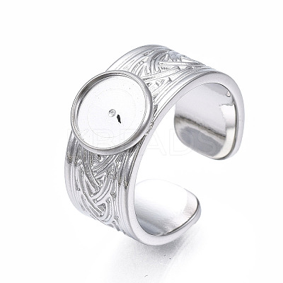 Non-Tarnish 304 Stainless Steel Open Cuff Finger Ring Cabochon Settings LS-STAS-T060-05P-1