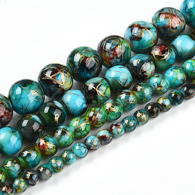Baking Paint Glass Beads Strands DGLA-N003-10mm-B08-1