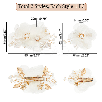 1Set Wedding Bridal Alloy Alligator Hair Clips OHAR-GA0001-05-1
