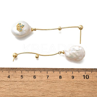 Crown Brass Stud Earrings EJEW-Z086-14G-1