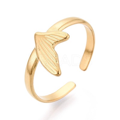 Adjustable Ion Plating(IP) 304 Stainless Steel Open Cuff Rings for Women RJEW-N052-27G-1