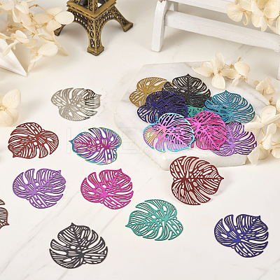 48Pcs 12 Styles 430 & 201 Stainless Steel Filigree Pendants STAS-TA0002-19-1