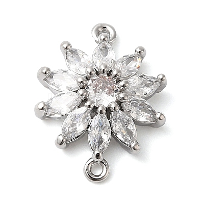 Brass Pave Clear Cubic Zirconia Connector Charms KK-G503-27P-1