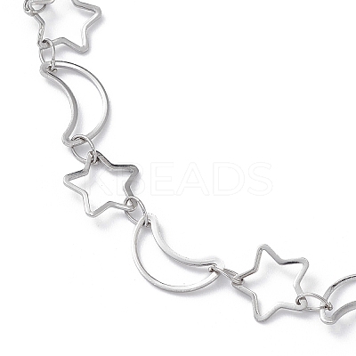 Non-Tarnish 304 Stainless Steel Star & Moon Link Chain Anklets for Men Women LS-STAS-B039-15P-1