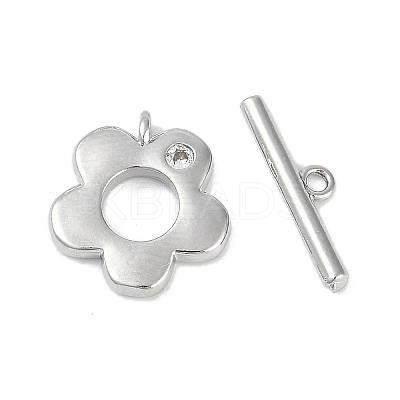 Brass Micro Pave Clear Cubic Zirconia Toggle Clasps KK-K391-19P-1