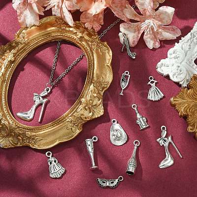 100Pcs 10 Styles Tibetan Style Alloy Pendant FIND-CJ0001-74-1