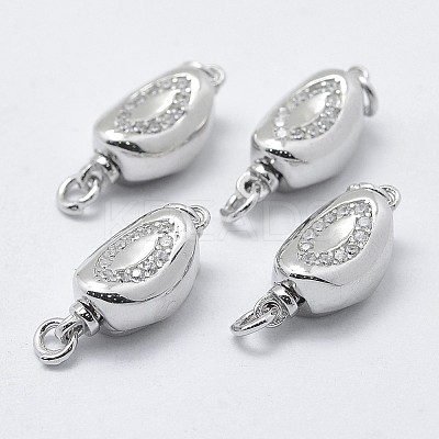Anti-Tarnish Rhodium Plated 925 Sterling Silver Cubic Zirconia Box Clasps STER-F037-062P-1