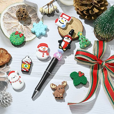 10Pcs 10 Styles Christmas Food Grade Eco-Friendly Silicone Focal Beads SIL-YW0001-30-1