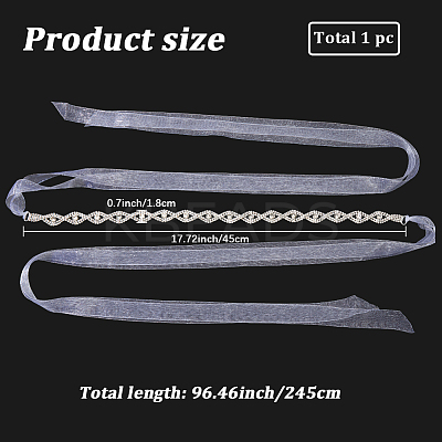 Metal Full Crystal Rhinestone Horse Eye Bridal Waist Belts for Wedding Dress AJEW-WH20080-65C-S-1