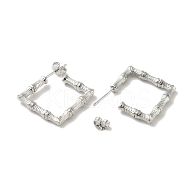 Rack Plating Brass Bamboo Wrap Square Stud Earrings EJEW-I268-03P-1