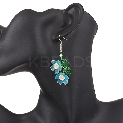 Acrylic Flower Dangle Earrings EJEW-MZ00588-03-1