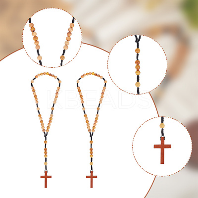 Wood Cross Hanging Pendant Decorations HJEW-AR0001-12-1