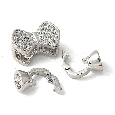 Brass Pave Clear Cubic Zirconia Fold Over Clasps KK-M320-30P-1
