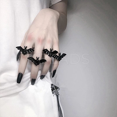 Halloween Themed Alloy Bat Adjustable Ring for Woman LS-RJEW-L105-01-1