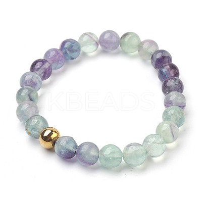 Natural Fluorite Beads Stretch Bracelets BJEW-JB03852-04-1