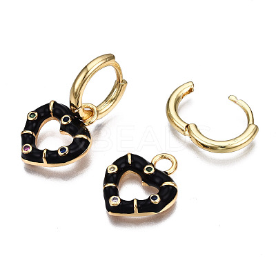 Brass Micro Pave Cubic Zirconia Huggie Hoop Earrings EJEW-T014-46G-NF-1