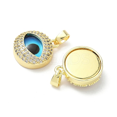 Printed Brass Micro Pave Cubic Zirconia with Glass Pendants KK-Z134-17G-02-1
