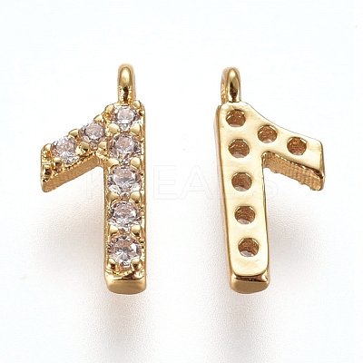 Brass Micro Pave Clear Cubic Zirconia Charms ZIRC-L075-60A-01G-1