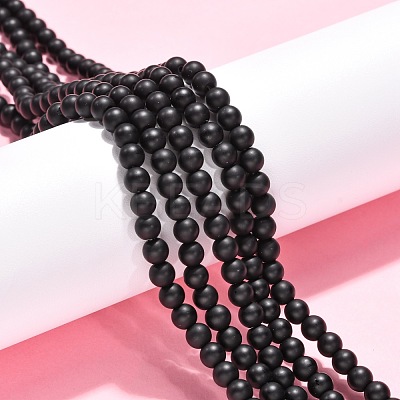 Synthetic Black Stone Beads Strands G-G508-6MM-1