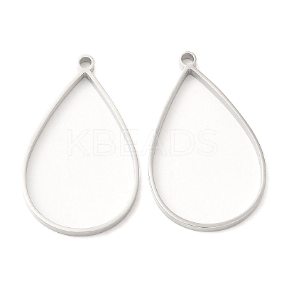 Non-Tarnish 304 Stainless Steel Open Back Bezel Teardrop Pendants STAS-Z040-11A-P-1