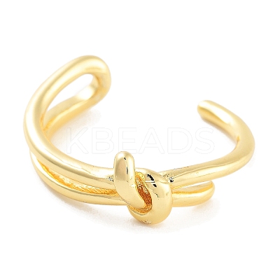Bowknot Rack Plating Brass Open Cuff Rings RJEW-Z059-17G-1