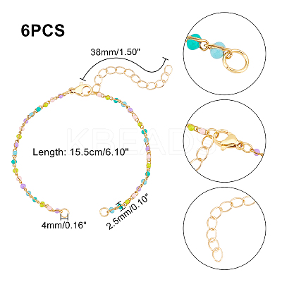 6Pcs 304 Stainless Steel Enamel Twisted Chains Bracelet Makings STAS-UN0029-33-1