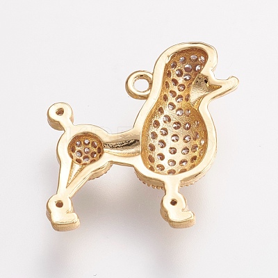 Brass Micro Pave Cubic Zirconia Puppy Pendants ZIRC-G123-52G-1