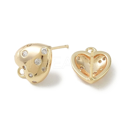Brass Micro Pave Cubic Zirconia Stud Earring Findings EJEW-H006-02G-1
