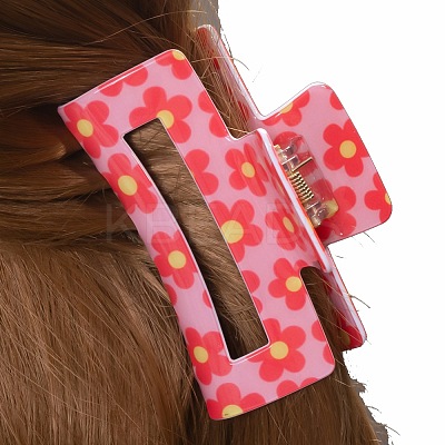 Flower Pattern PVC Plastic Claw Hair Clips PW-WG97083-04-1