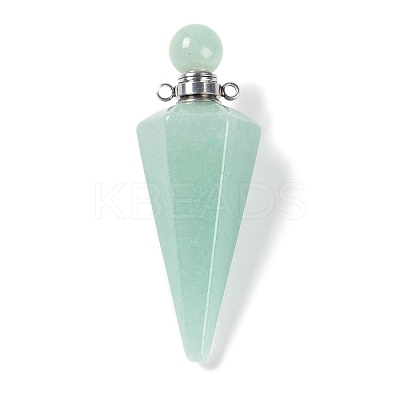Natural Green Aventurine Faceted Cone Openable Perfume Bottle Big Pendants G-L524-18P-13-1