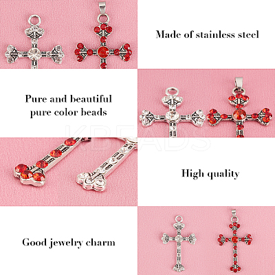 12Pcs 2 Style Tibetan Style Alloy Rhinestone Pendants RB-FH0001-04-1