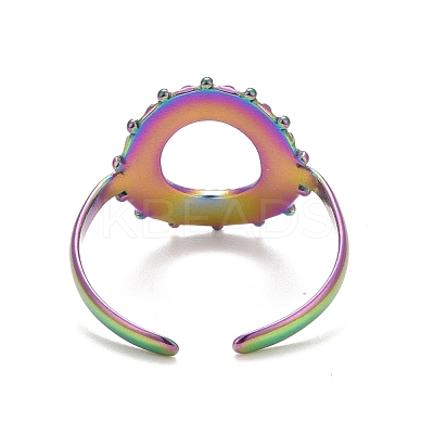 Ion Plating(IP) Rainbow Color 304 Stainless Steel Donut Open Cuff Ring for Women RJEW-C025-21M-1