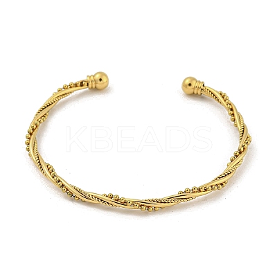 304 Stainless Steel Twisted Open Cuff Bangles for Women BJEW-E100-07G-1