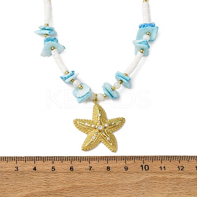 Starfish 304 Stainless Steel Pendant Necklaces NJEW-L465-05G-1