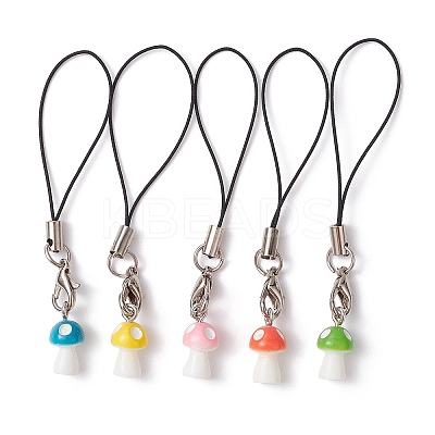 Opaque Resin Mushroom Mobile Straps HJEW-JM01506-1