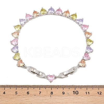 Platinum Tone Brass Micro Pave Cubic Zirconia Tennis Bracelets BJEW-B160-01P-01-1