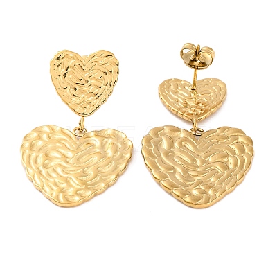 Ion Plating(IP) 304 Stainless Steel Stud Dangle Earrings EJEW-G395-24G-1