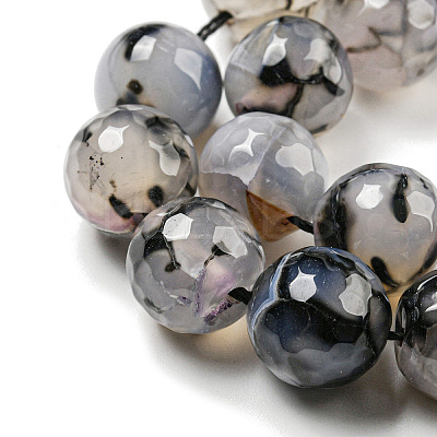 Faceted Natural Dragon Veins Agate Beads Strands G-F447-12mm-L01-1