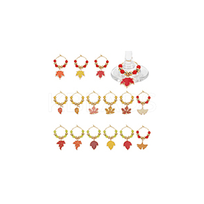 Autumn Theme Glass Wine Glass Charms AJEW-BC00013-1