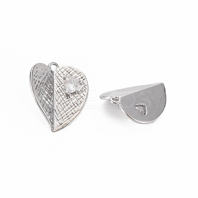 Brass Micro Pave Clear Cubic Zirconia Pendants KK-S364-256-1