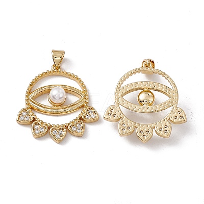 Brass Micro Pave Cubic Zirconia Pendants KK-B061-04G-1