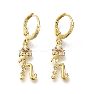 Brass Clear Cubic Zirconia Hoop Earrings EJEW-M045-01H-1