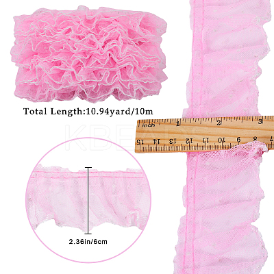 10M Polyester Pleated Lace Trim Ribbon DIY-GF0009-03A-1