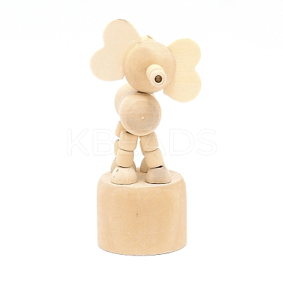 Schima Wood DIY Elephant Small Animal Desktop Ornaments DJEW-TAC0001-03-1