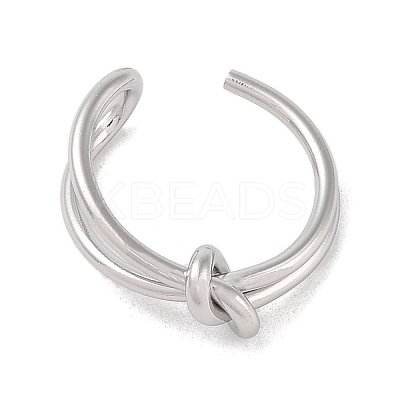Non-Tarnish Simple Knotted 304 Stainless Steel Open Cuff Ring for Women Men RJEW-Z038-04P-1